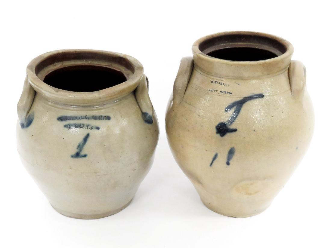 LOT (2) 1 GALLON OVOID DECORATED STONEWARE JARS, 19TH (1 of 5)
