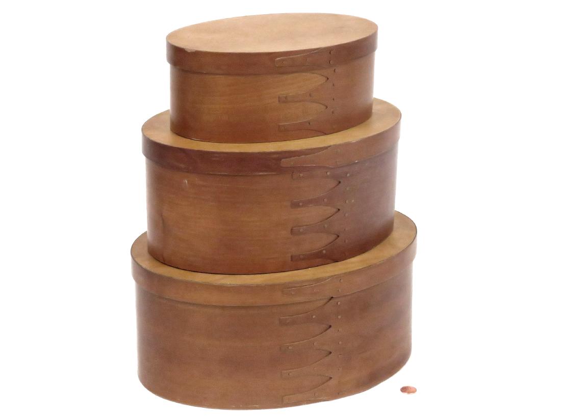 LOT (3) SHAKER STYLE OVAL NESTING PANTRY BOXES. 6 1/2 X (1 of 4)