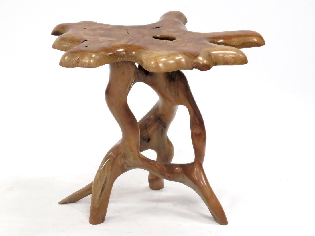 MODERN EXOTIC TEAK ANTHROPOMORPHIC LIVE EDGE SIDE (1 of 2)