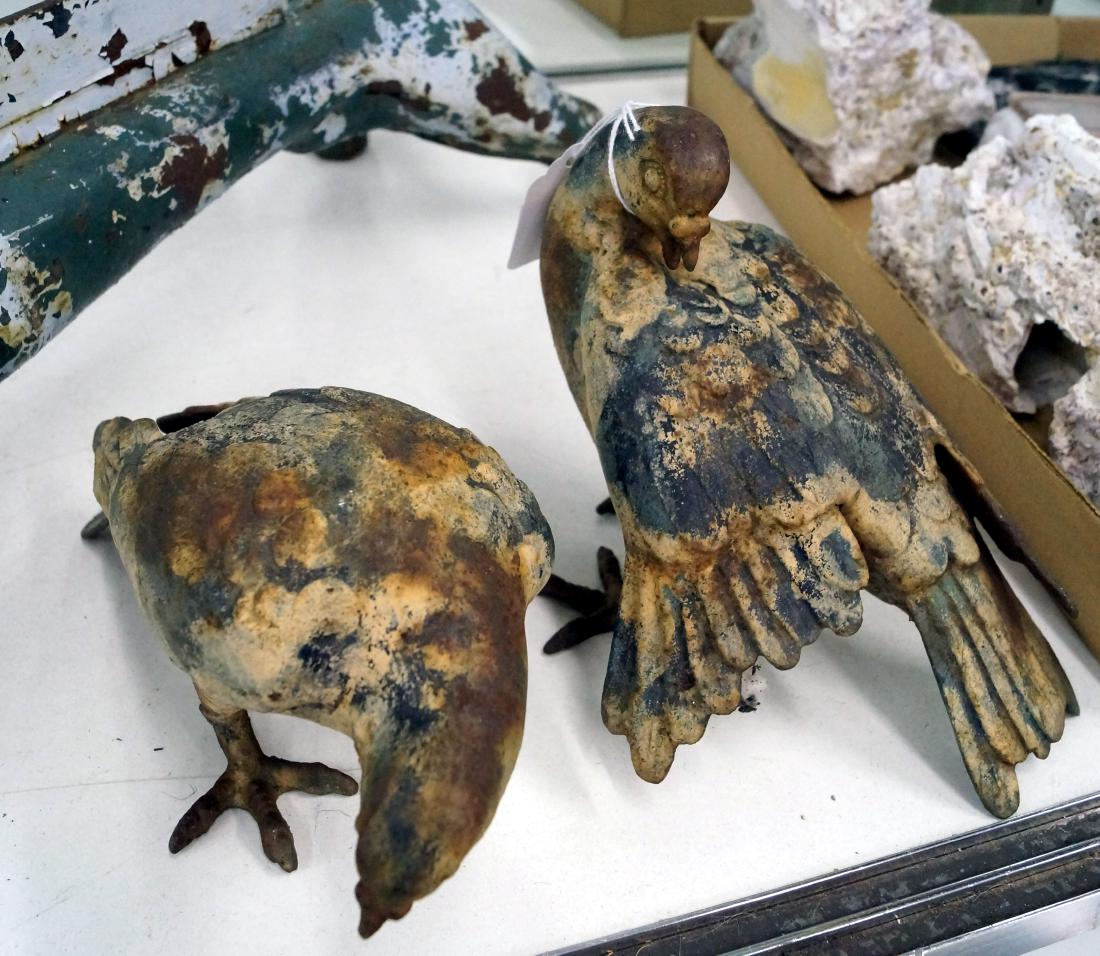PAIR PATINATED CAST IRON DOVES. HEIGHT 6"; LENGTH 8 (1 of 1)