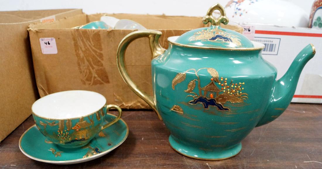 LOT ASSORTED DECORATED PORCELAIN TEA SET WITH EXTRAS (1 of 2)