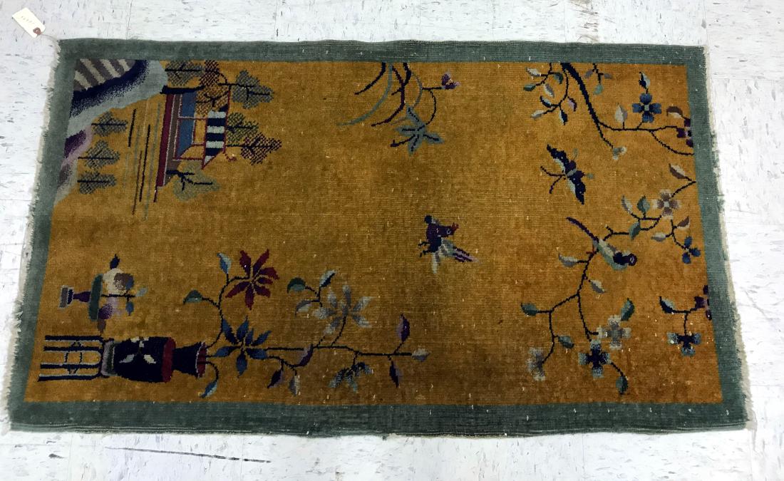 ANTIQUE CHINESE NICHOLS RUG. 2'6" X 4'6": ANTIQUE CHINESE NICHOLS RUG. 2'6" X 4'6"