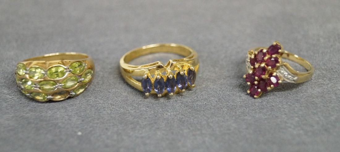LOT GEM SET FASHION RINGS INCLUDING 14K PERIDOT (1 of 1)