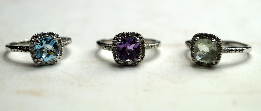 LOT (3) 925 SILVER GEM SET AND DIAMOND RINGS. RING SIZE (1 of 1)