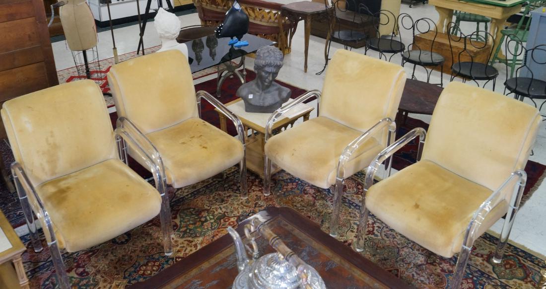 LOT (4) LUCITE SIDE CHAIRS (UPHOLSTERY/AS IS) (1 of 2)