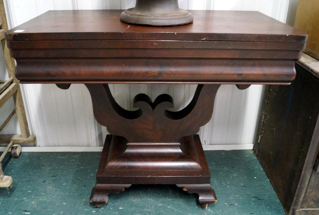 EMPIRE MAHOGANY LYRE-BASE GAME TABLE, 19TH CENTURY. (1 of 1)