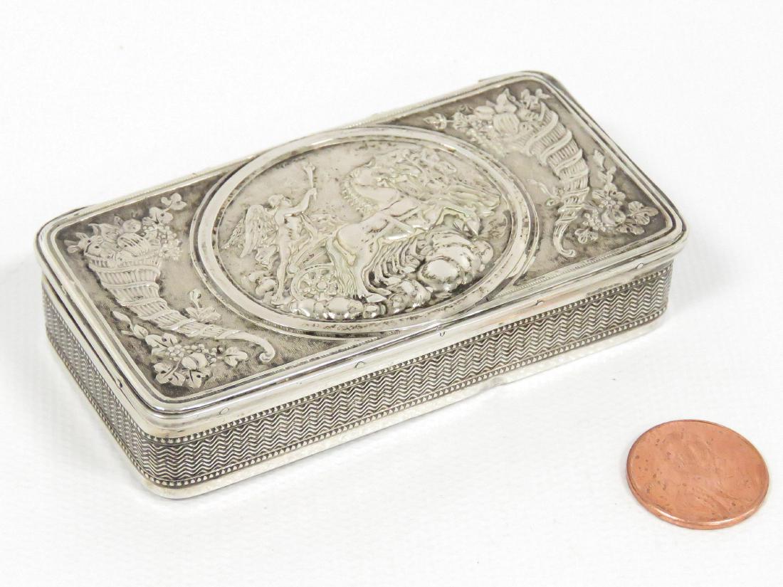 CONTINENTAL SILVER SNUFF BOX. 1 3/4 X 3 1/4"; 3.04 OZT (1 of 4)