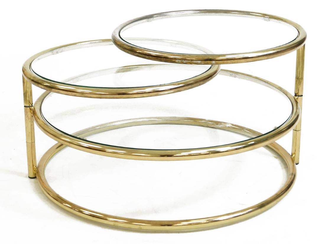 MID-CENTURY MODERN POLISHED BRASS COFFEE TABLE WITH (1 of 4)