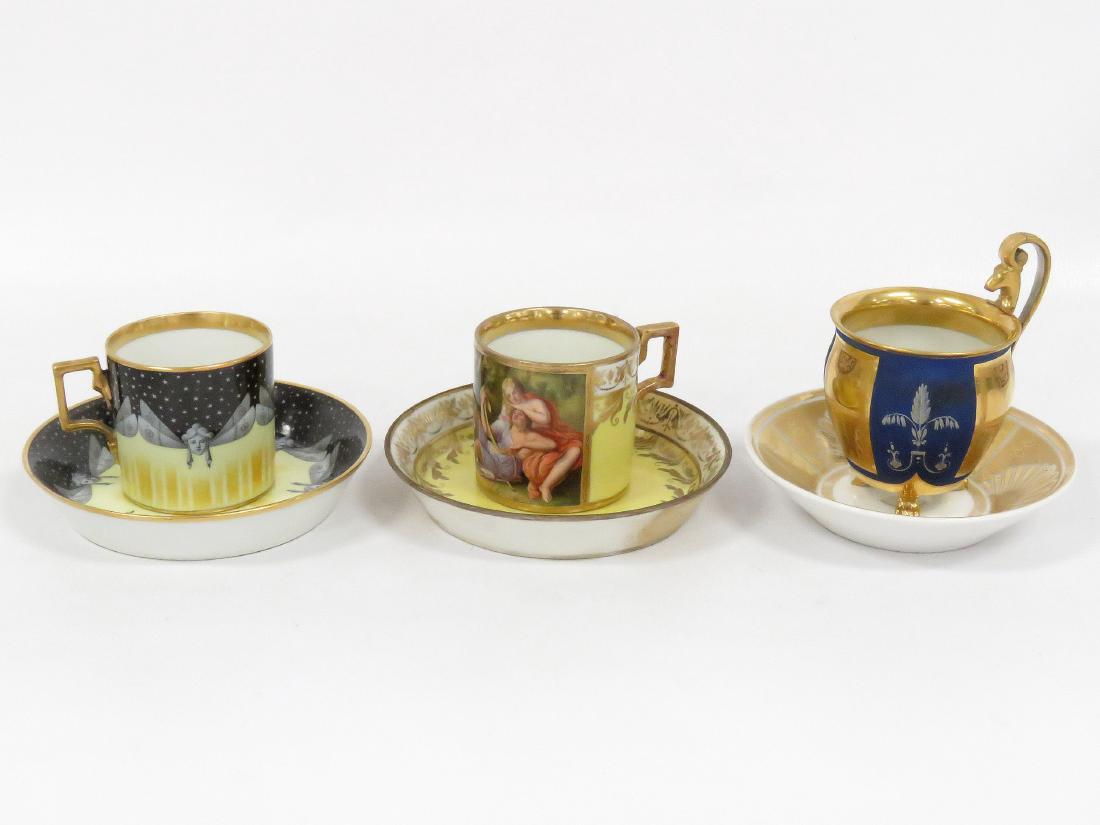 LOT (3) ROYAL VIENNA PORCELAIN DECORATED CUPS AND (1 of 8)
