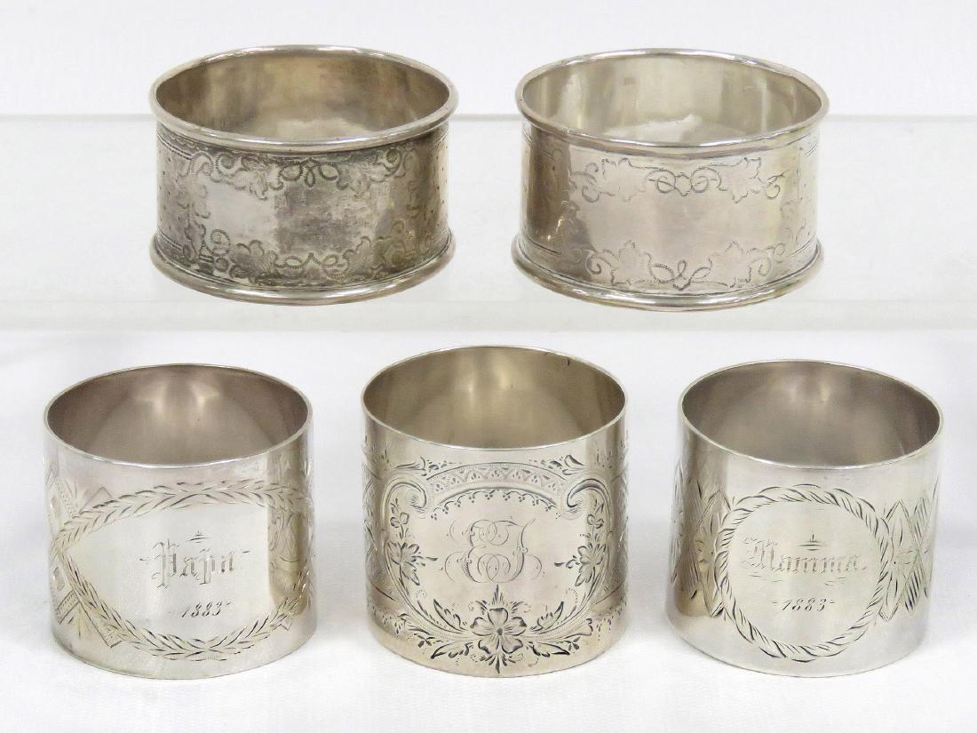 LOT (5) STERLING/SILVER NAPKIN RINGS. TWT 5.91 OZT (1 of 4)
