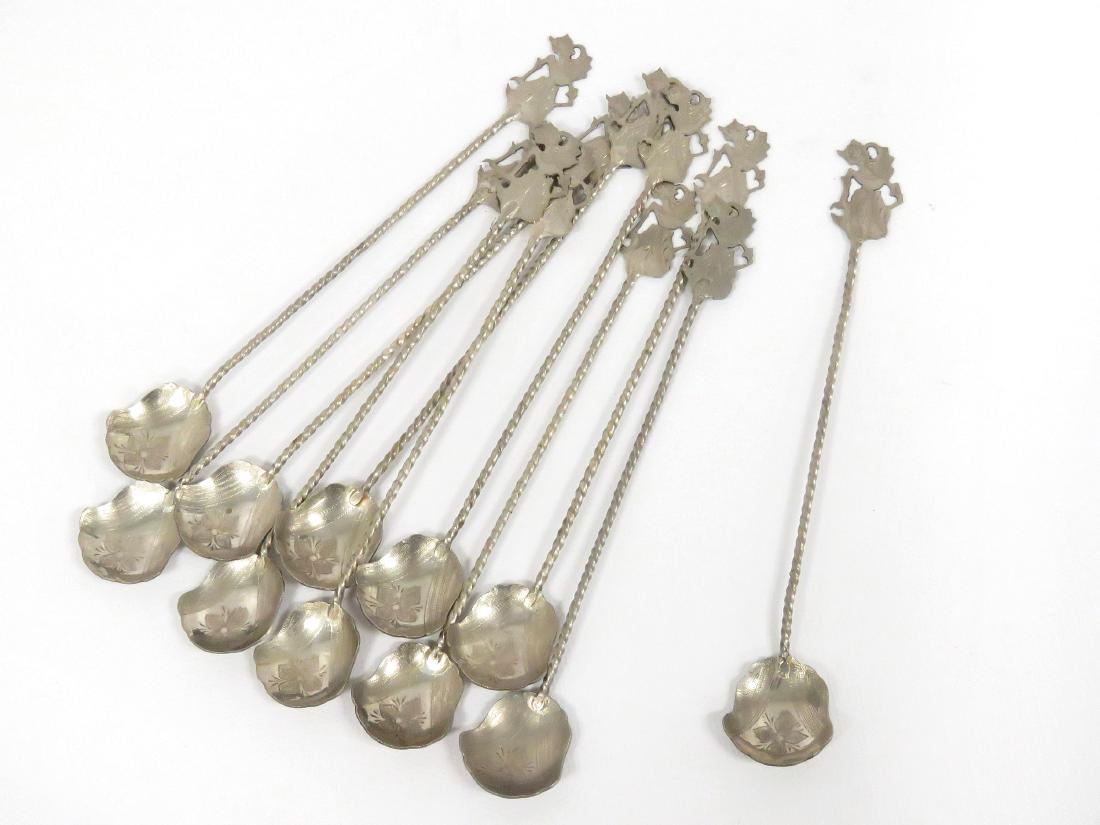 SET (11) INDONESIAN 800 SILVER ICE TEA/COCKTAIL SPOONS. (1 of 4)