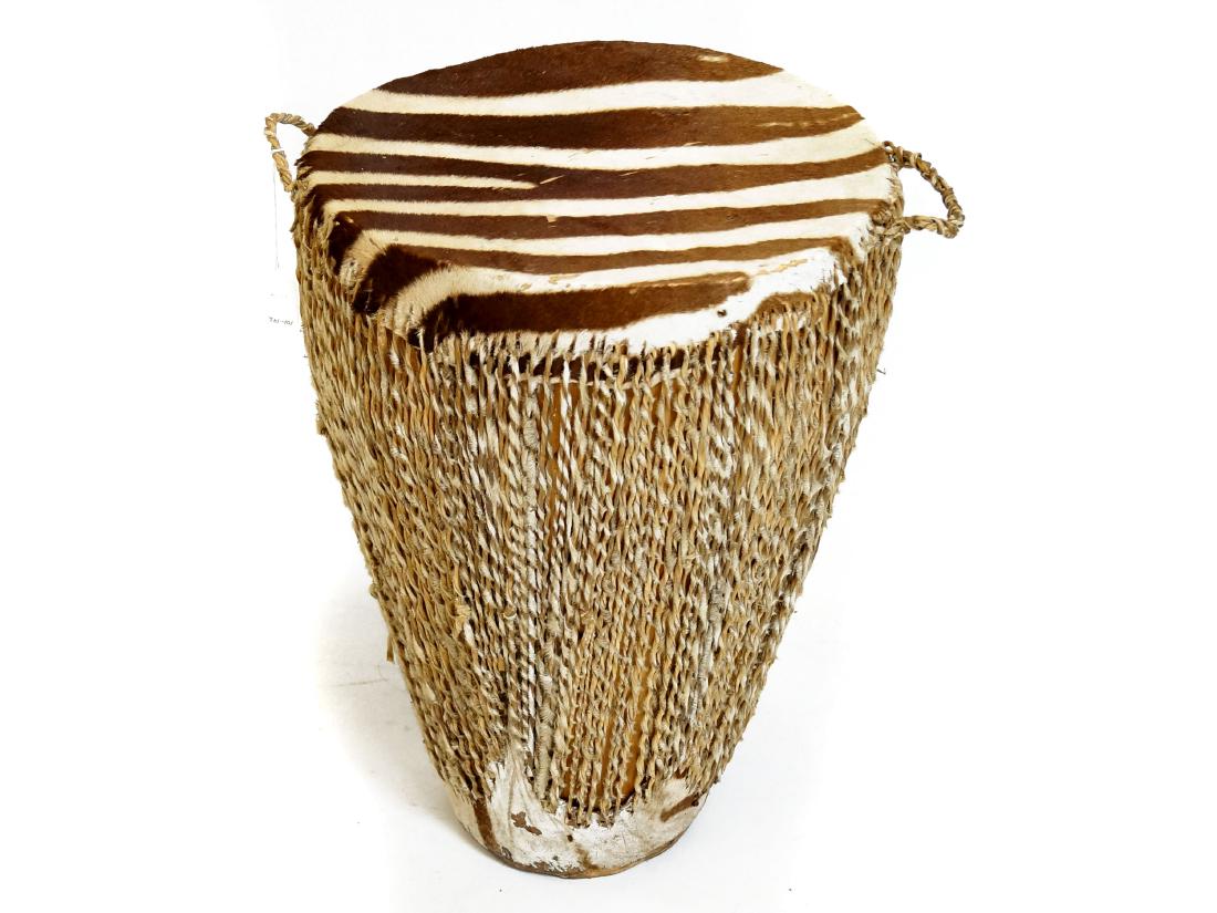ZEBRA SKIN DRUM TABLE. HEIGHT 22" (1 of 1)