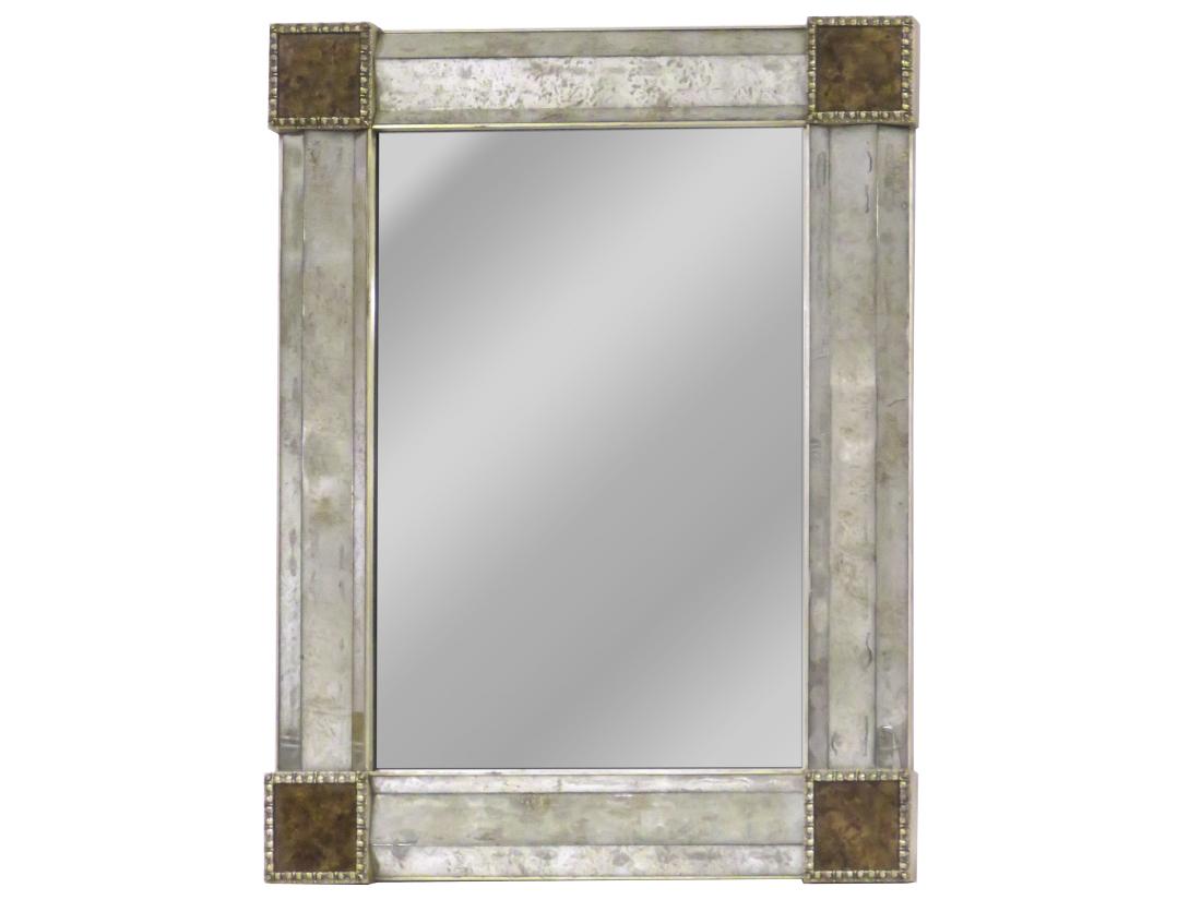 VENETIAN SILVER GILT FRAMED MIRROR. HEIGHT 45"; WIDTH (1 of 5)