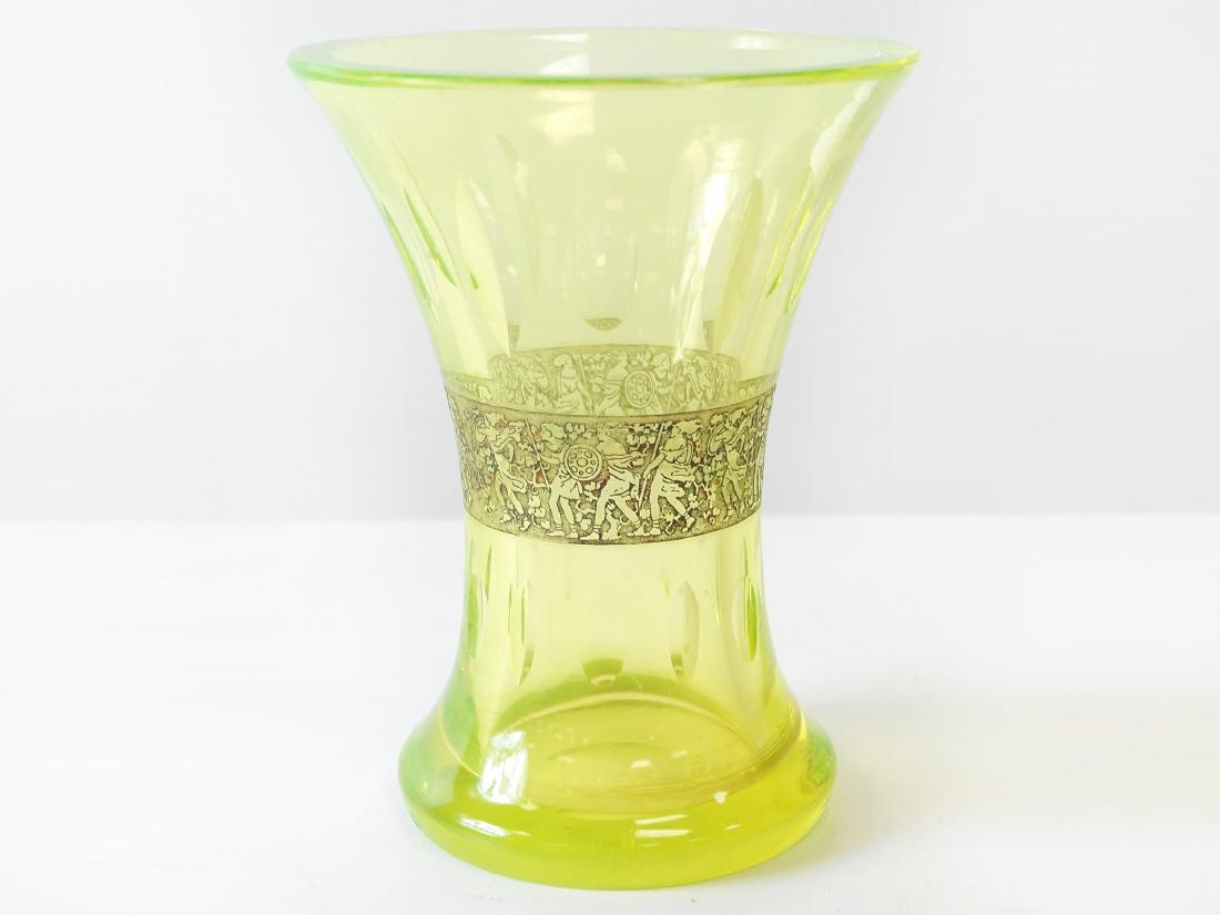 MOSER VASELINE CUT GLASS VASE. HEIGHT 6 1/4" (1 of 1)