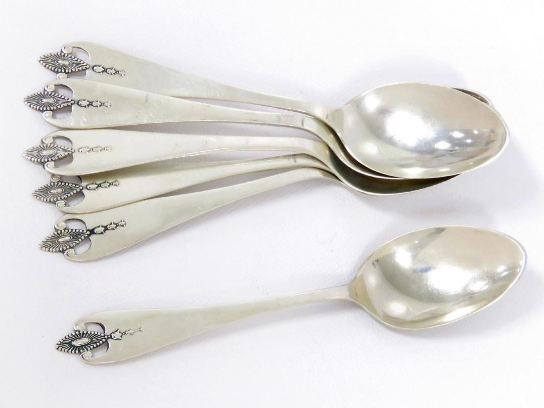 SET (6) LUNT "VIRGINIA" STERLING TEASPOONS, MONOGRAMMED (1 of 3)