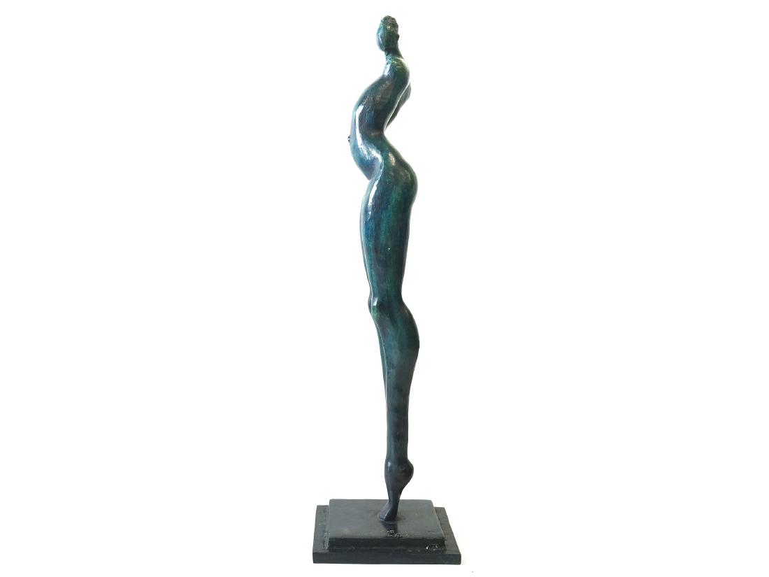 MODERNIST PATINATED BRONZE FIGURE OF A WOMAN, SIGNED (1 of 2)