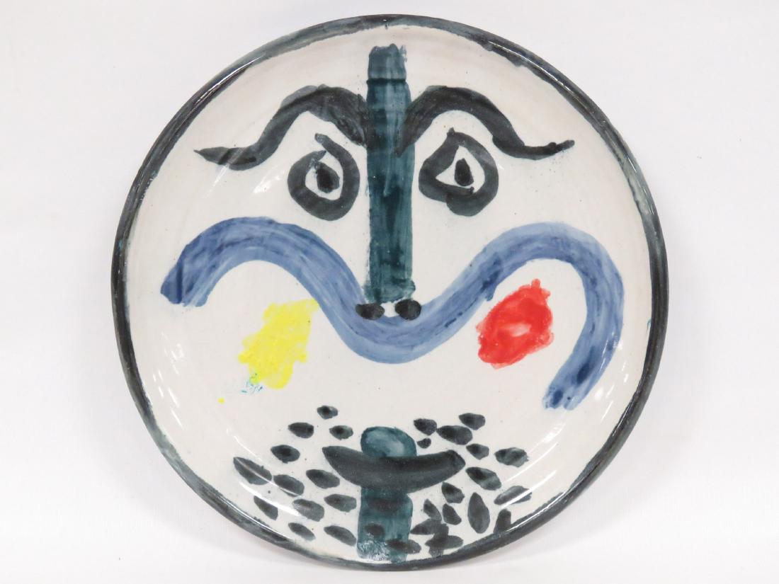 PICASSO STYLE #130 GLAZED EARTHWARE FACE PLATE. (1 of 6)