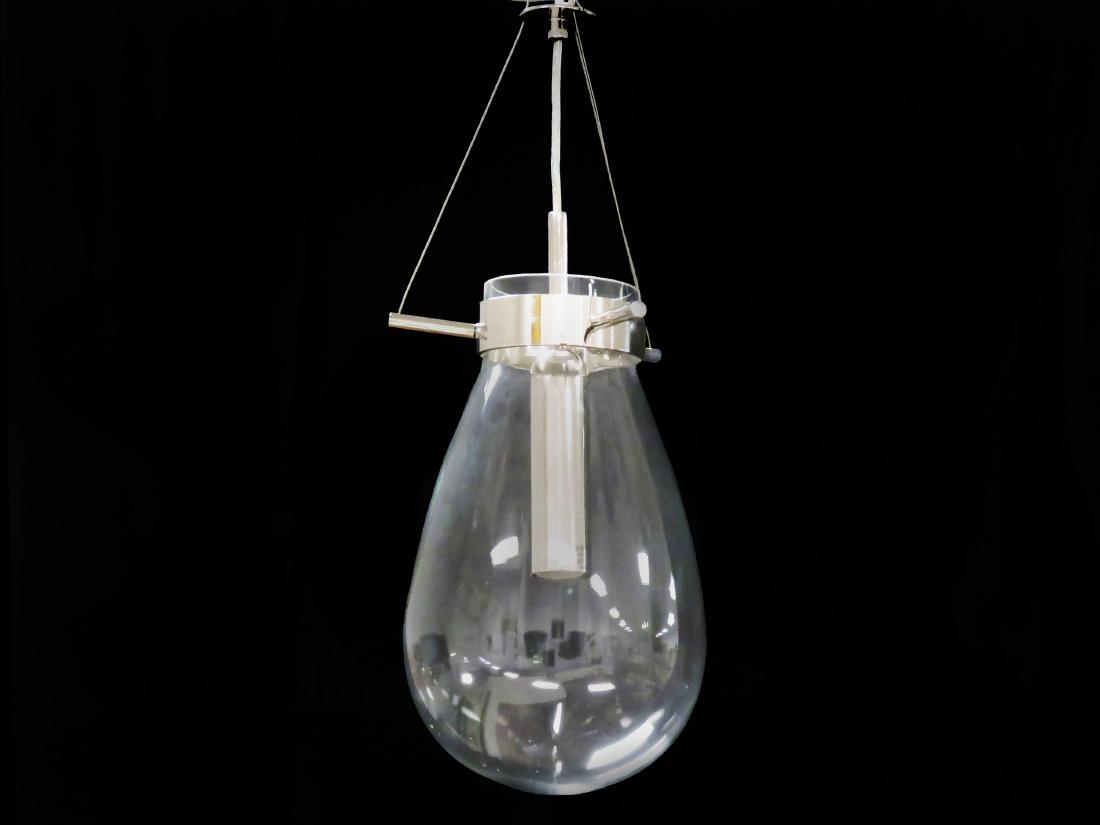 SONNEMAN, POLISHED NICKEL "PALAZZO" PENDANT LAMP.: SONNEMAN, POLISHED NICKEL "PALAZZO" PENDANT LAMP. HEIGHT 30"