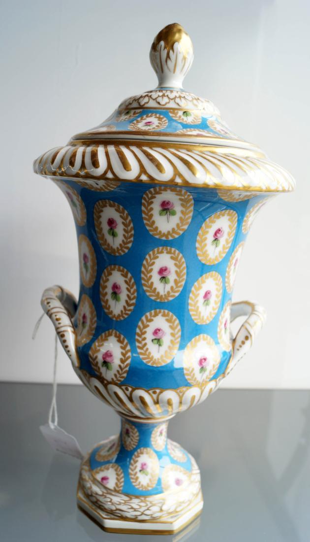 DRESDEN DECORATED PORCELAIN COVERED URN, SIGNED. HEIGHT (1 of 1)