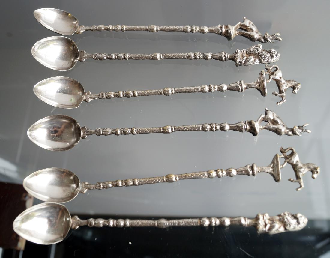 LOT (6) ITALIAN SILVER GILT BRASS FIGURAL TEASPOONS. (1 of 1)