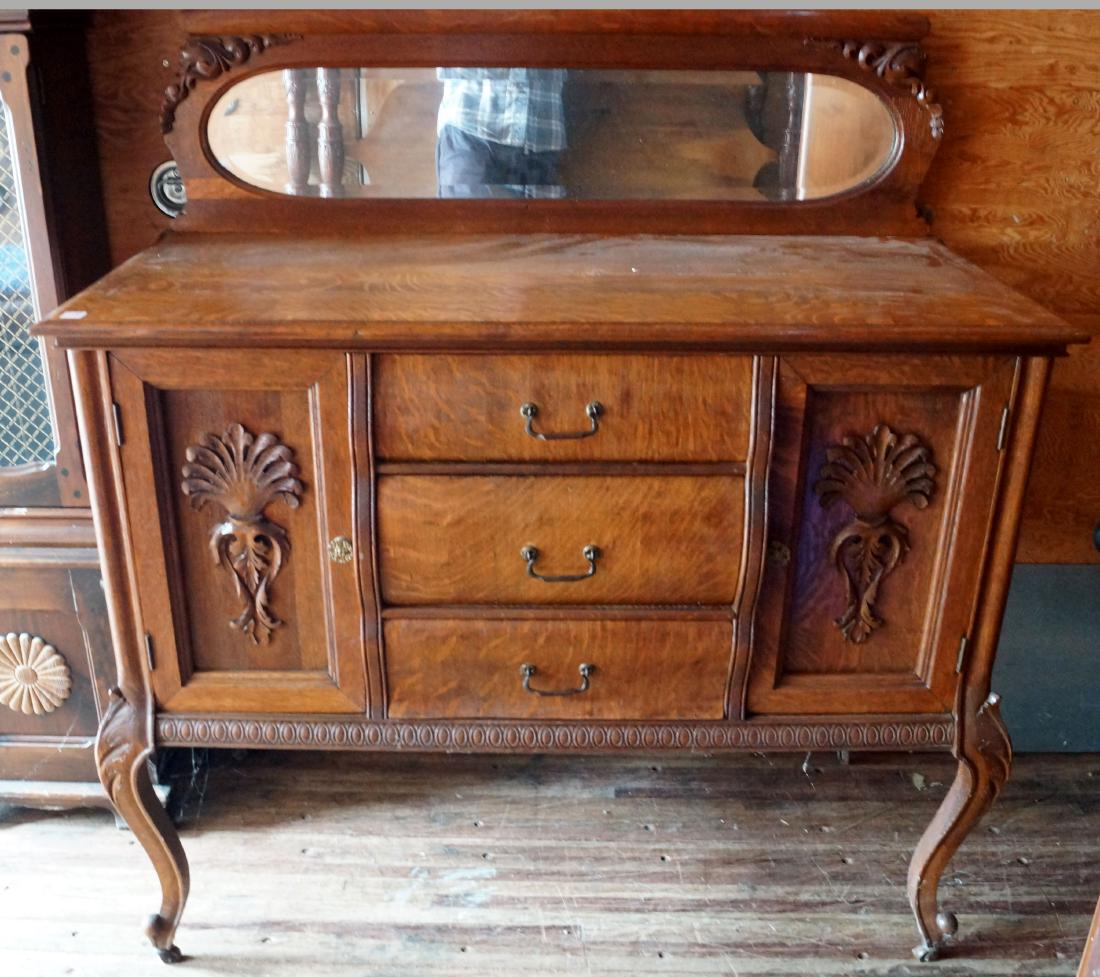 CLASSICAL REVIVAL STYLE CARVED OAK SIDEBOARD WITH (1 of 1)