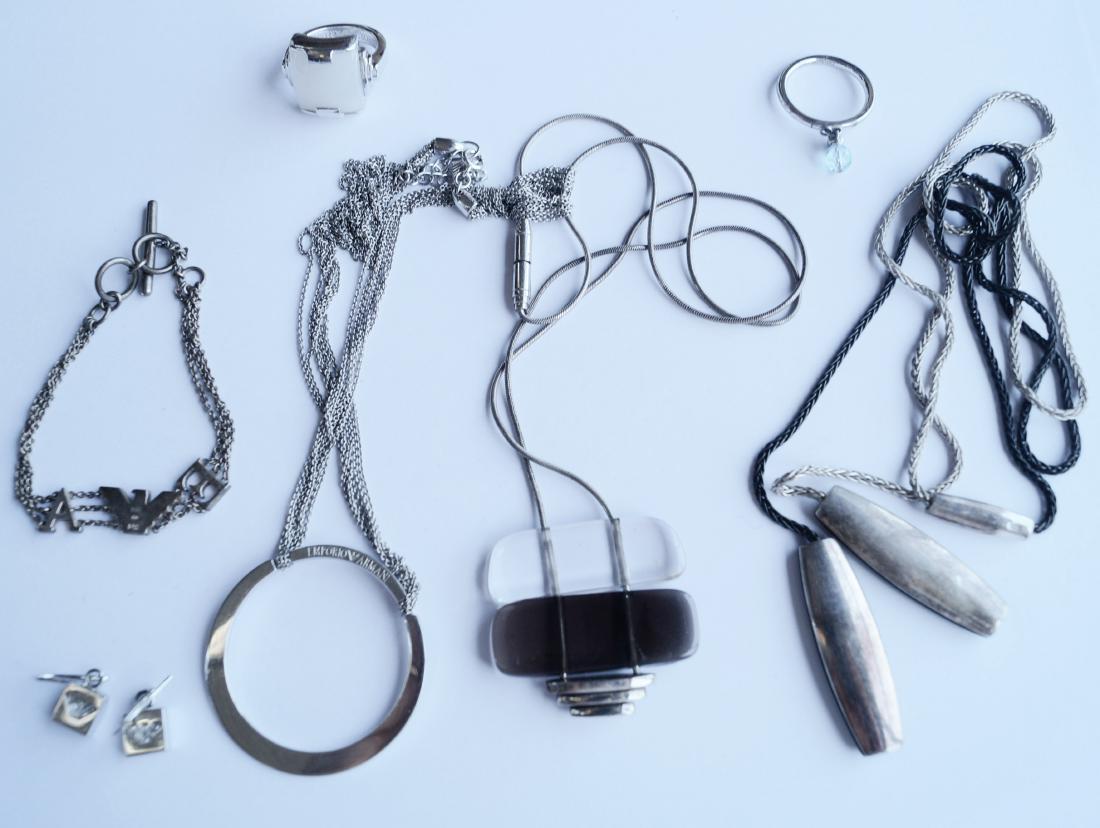 LOT (5) EMPORIO ARMANI STERLING NECKLACES, BRACELETS, (1 of 1)