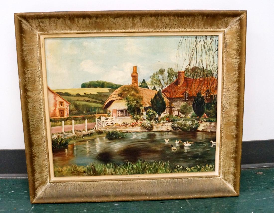 ENGLISH SCHOOL (20TH CENTURY), COTTAGE WITH DUCK POND, (1 of 1)