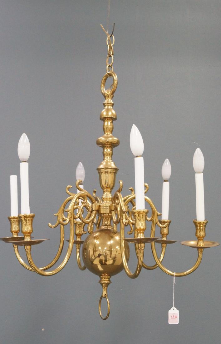 DUTCH STYLE BRASS CHANDELIER. HEIGHT 26"; DIAMETER 24" (1 of 1)
