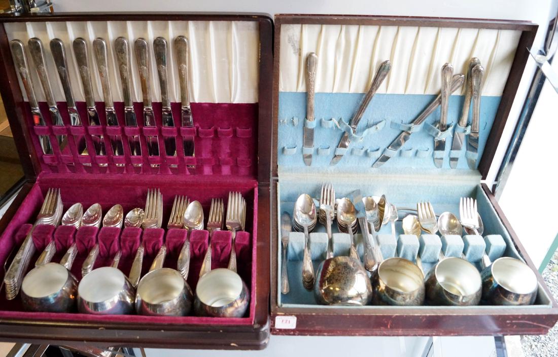 LOT (2) CASES ASSORTED SILVER PLATE FLATWARE AND (8) (1 of 1)