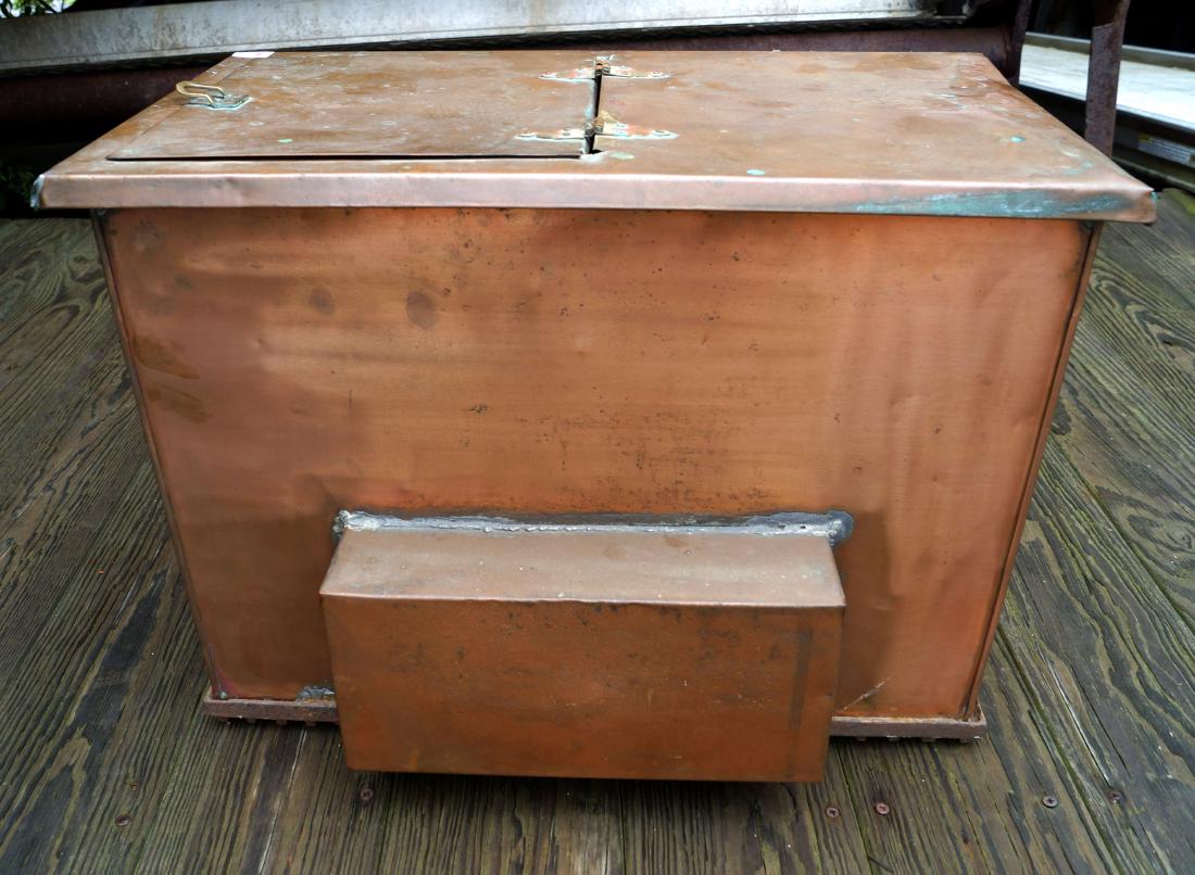 COPPER PEANUT WARMER. HEIGHT 15"; LENGTH 22" (1 of 1)