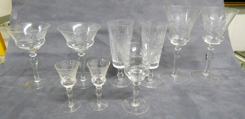 SET ETCHED GLASS STEMWARE, SERVICE FOR (8) (1 of 1)