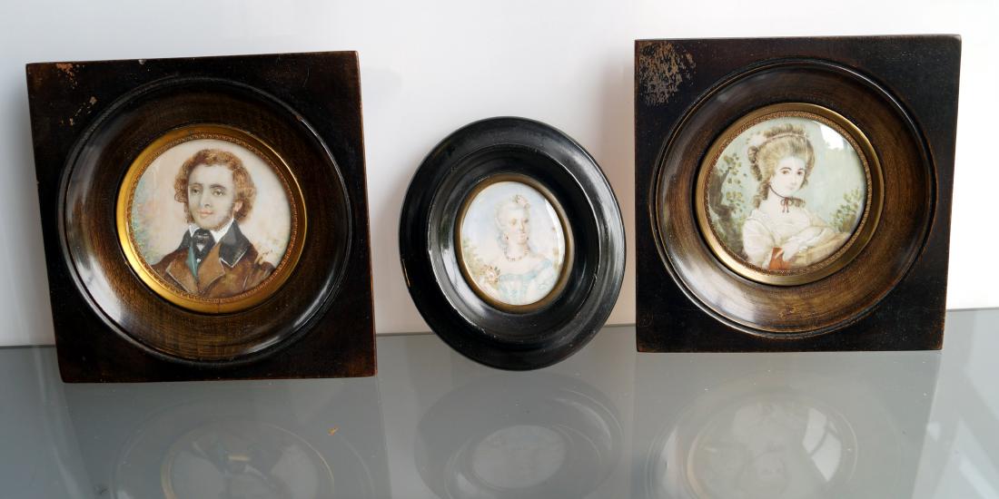 LOT (3) ASSORTED WATERCOLOR PORTRAIT MINIATURE (1 of 1)