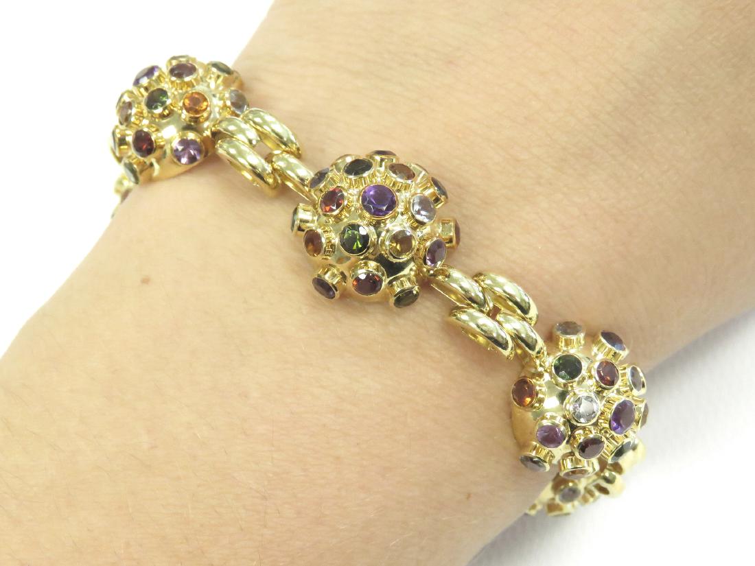 750 YELLOW GOLD SEMI-PRECIOUS STONE MOUNTED BRACELET (1 of 7)