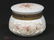 VINTAGE WAVECREST DECORATED GLASS DRESSER BOX, SIGNED.