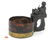TRAMP ART CARVED WOOD STEW BOWL WITH FIGURAL HANDLE.