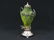 VINTAGE ETCHED VASELINE GLASS WINE SERVER WITH - 2