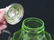 VINTAGE ETCHED VASELINE GLASS WINE SERVER WITH - 5