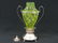 VINTAGE ETCHED VASELINE GLASS WINE SERVER WITH - 6