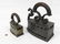 LOT (2) ANTIQUE CHARCOAL IRONS. LENGTH 5 3/8-8" - 2