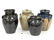 LOT (4) JUG TOWN POTTERY DOUBLE-HANDLE COVERED JARS,