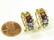 PAIR 750 YELLOW GOLD RAINBOW SEMI-PRECIOUS GEM SET