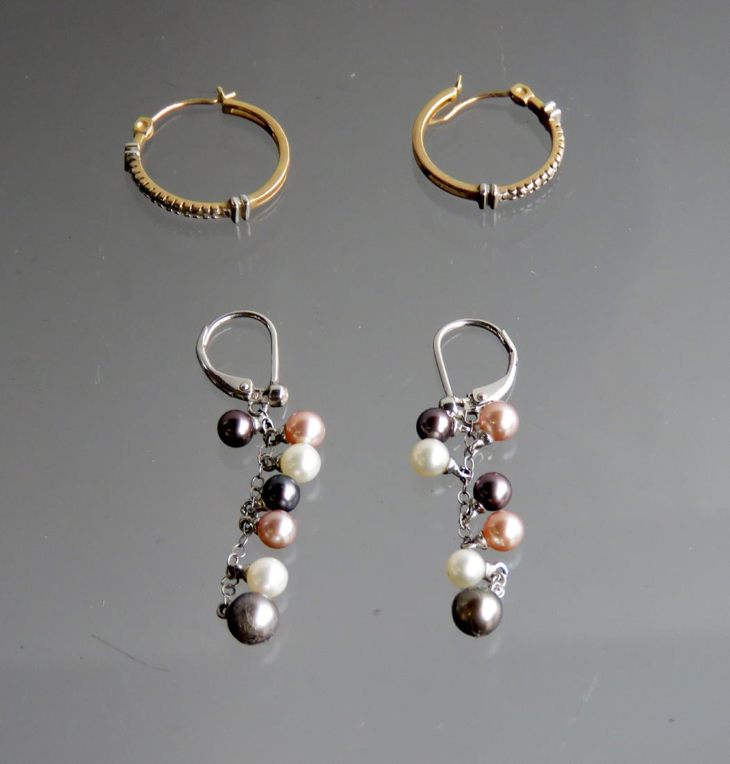 LOT (2) PAIR PIERCED EARRINGS INCLUDING 14K WHITE GOLD (1 of 1)