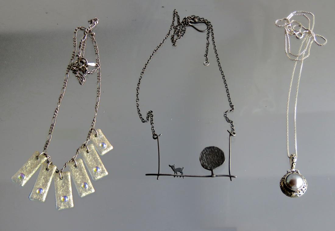 LOT (3) STERLING AND SILVER NECKLACES INCLUDING JANICE (1 of 1)