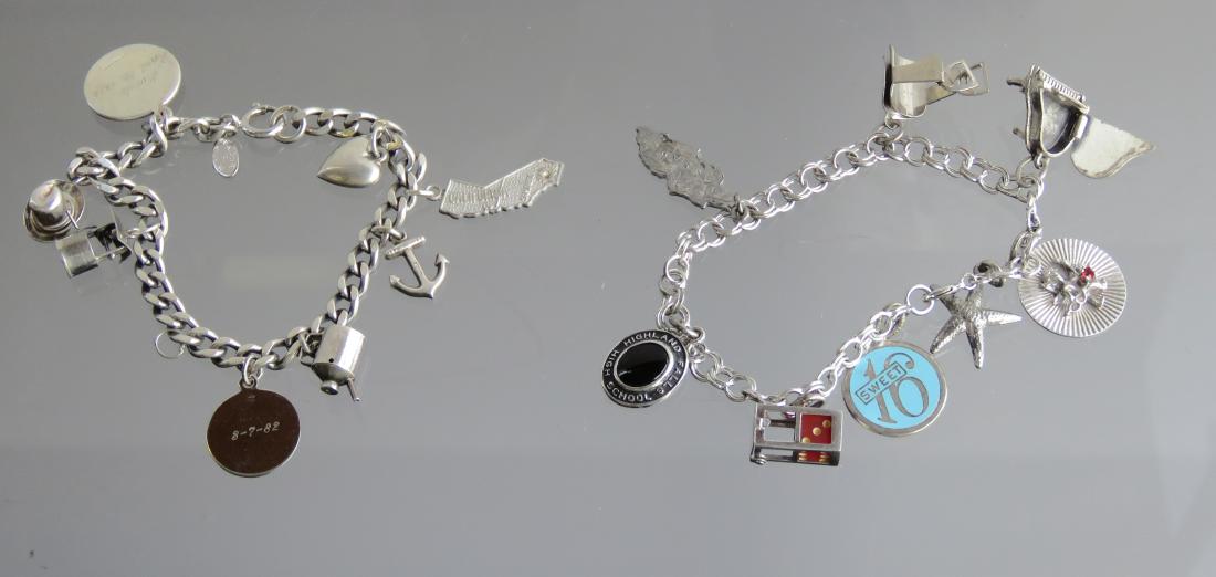 LOT (2) STERLING BRACELETS WITH CHARMS (1/STIRRUP CHARM (1 of 1)