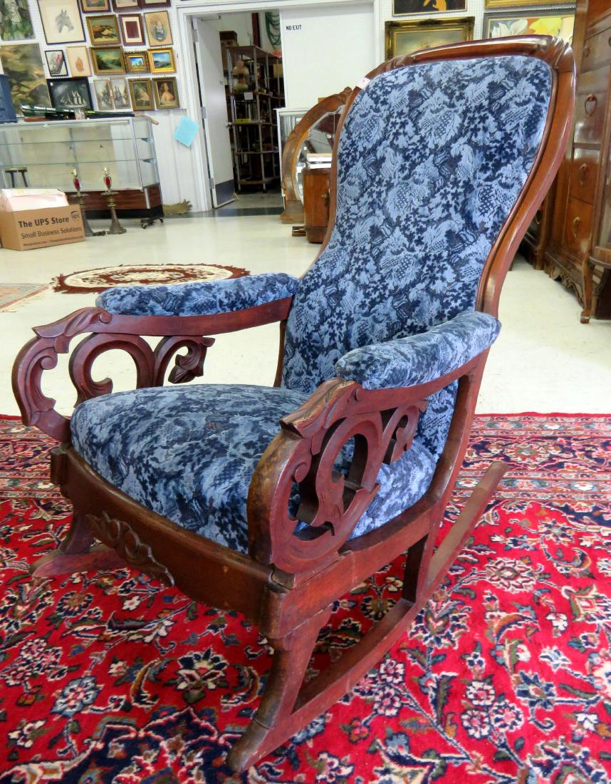 VICTORIAN CARVED WALNUT ARMCHAIR ROCKER, 19TH CENTURY (1 of 1)