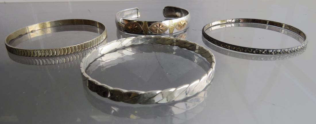 LOT (4) STERLING CUFF AND BANGLE BRACELETS. DIAMETER 2 (1 of 2)