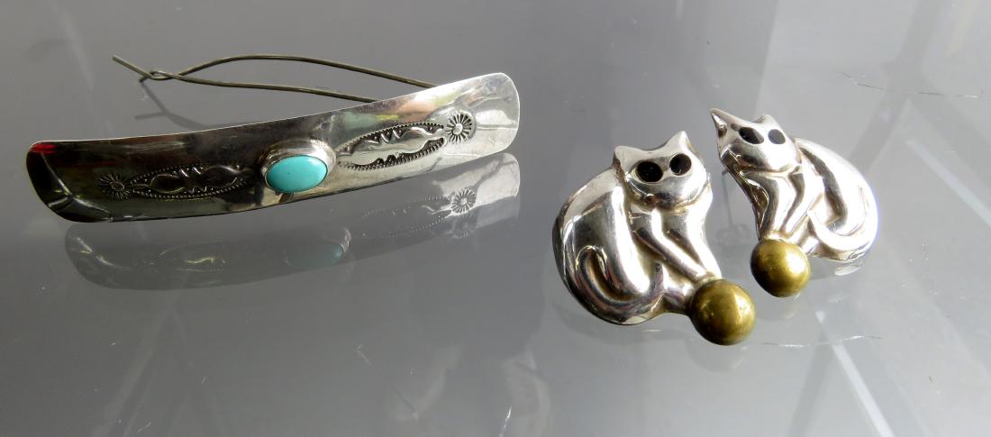 LOT (3) MEXICAN SILVER JEWELRY INCLUDING PAIR STERLING (1 of 1)