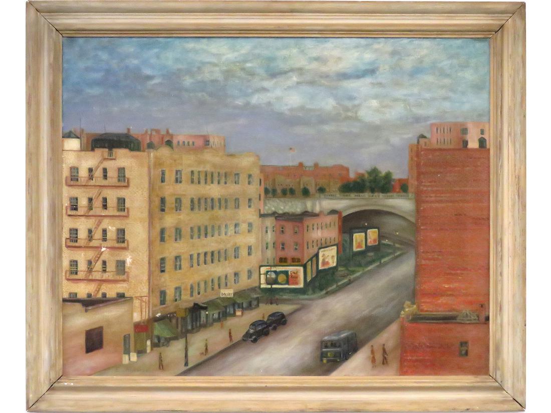 AMERICAN SCHOOL (20TH CENTURY), OIL ON CANVAS, NY URBAN (1 of 5)