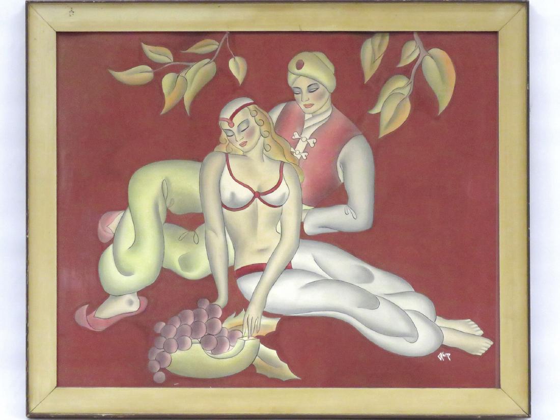 GUSTAVE KAITZ (AMERICAN 1913-1992), WATERCOLOR AND: GUSTAVE KAITZ (AMERICAN 1913-1992), WATERCOLOR AND GOUACHE, FIGURES FROM SCHEHERAZADE, SIGNED. SIGHT 23 1/2 X 29 3/8"; FRAMED AND GLAZED-28 X 33 1/2"