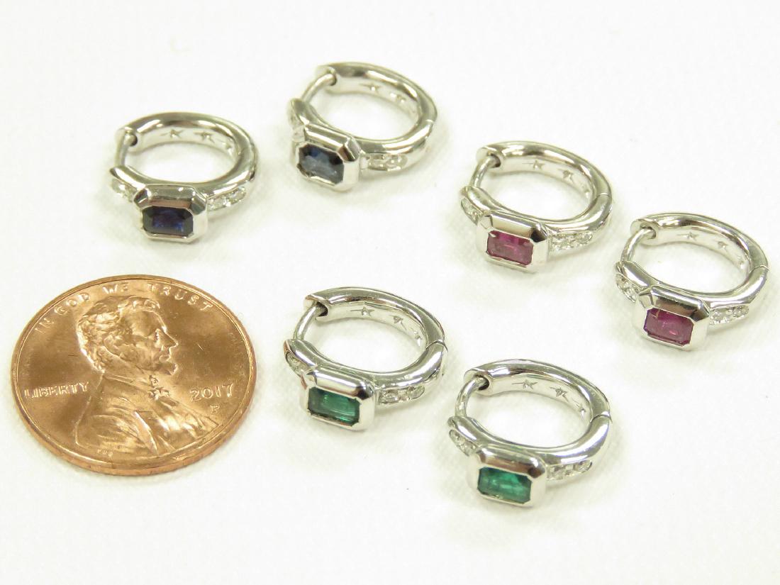 (3) PAIRS ITALIAN 18K WHITE GOLD, DIAMOND, RUBY, (1 of 3)